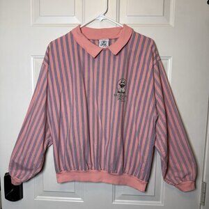 Vintage Panama Jack Striped Collared Pullover Sweatshirt Style Sz M 1980’s